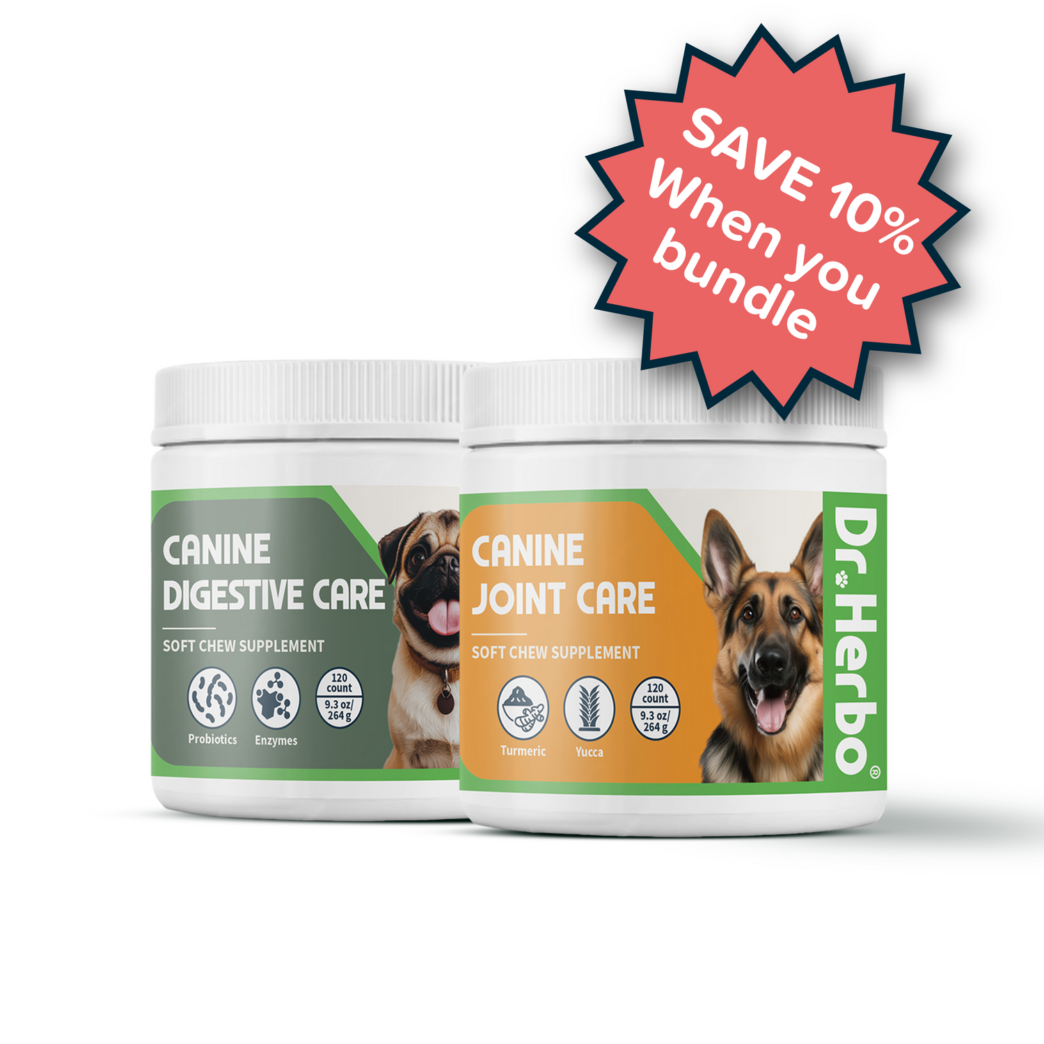 Dr Herbo Active Dog Bundle - 120 Chews Each