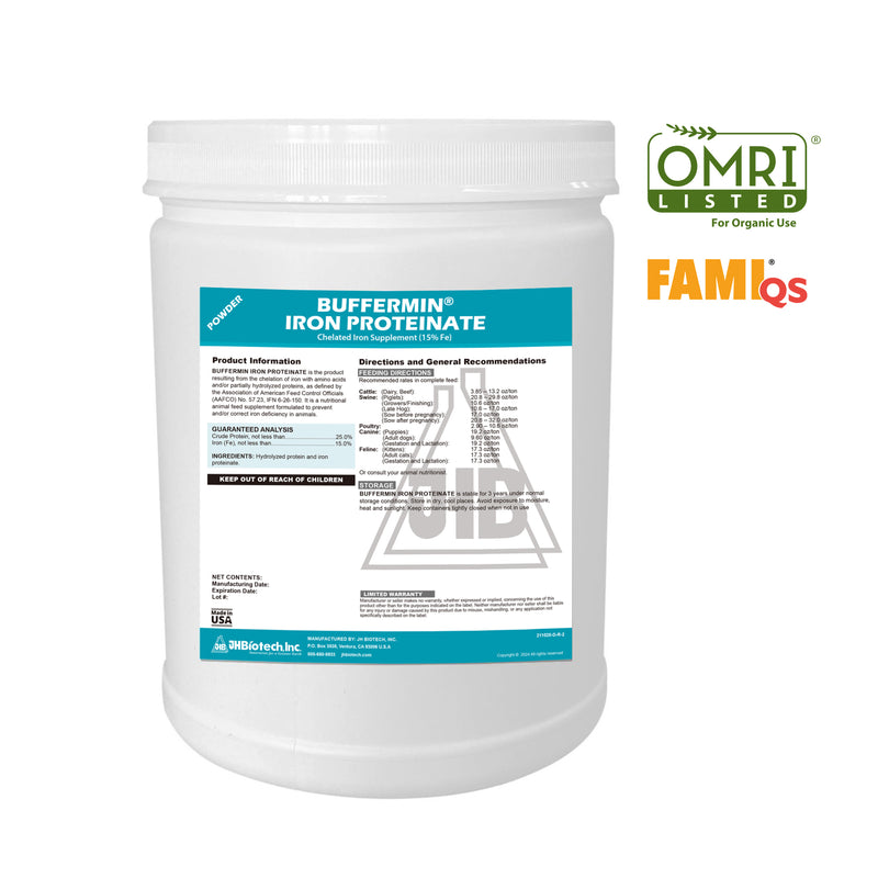 Buffermin® Iron Proteinate 15% | Aminoácidos quelados con hierro para suplementos animales | JH Biotech Inc.