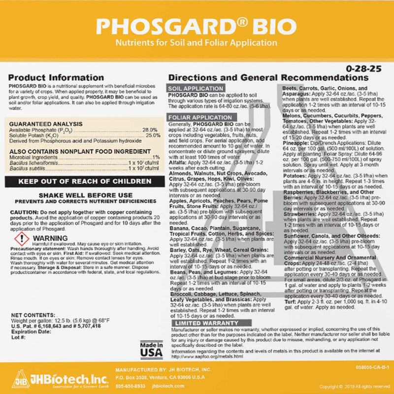 Phosgard® Bio 0-28-25 | Plant Nutrients with Beneficial Microbes | JH Biotech Inc.