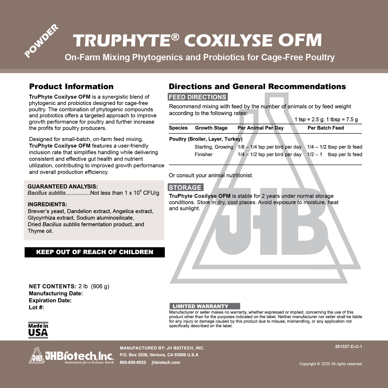 Label information from Truphyte Coxilyse OFM package